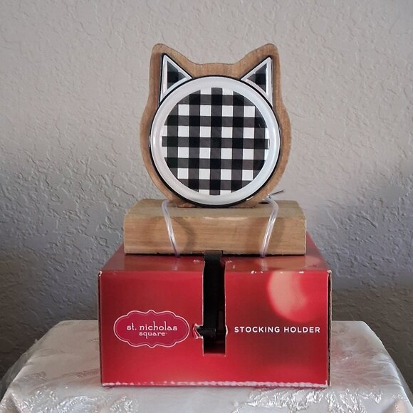 St. Nicholas Square Cat Themed Christmas Stocking Holder - Picture 2 of 12